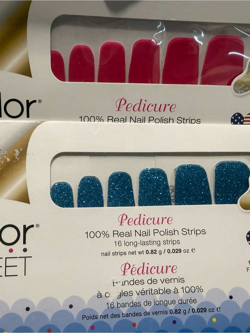 Color Street Real Nail Polish Strips - Pink & Teal Glitter